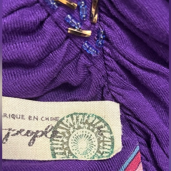 Free People Embellished/Beaded Asymmetrical Shoulder Wing detail Tunic Dress. - Picture 11 of 11